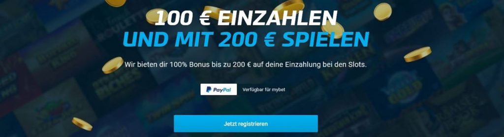 Bei Mybet kann man PayPal für die Sportwetten wie auch Slots nutzen