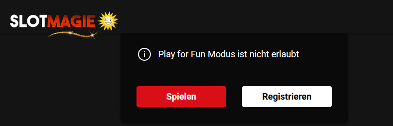 Hinweis zum Play for Fun Modus bei SlotMagie.