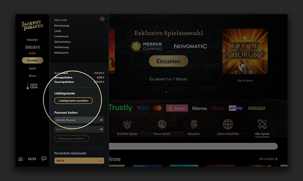Im Kundekonto kann Jackpot Piraten als Lieblingsmarke festgelegt werden. Es ist weiterhin möglich, bei BingBong zu spielen, aber Bonusangebote können nur für die Lieblingsmarke in Anspruch genommen werden. Die Lieblingsmarke lässt sich jederzeit wechseln, allerdings sollte dann kein Bonus aktiv sein. Dieser würde verfallen.