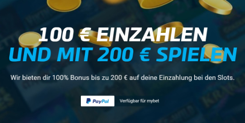 Beispiel für einen Neukundenbonus. Das Angebot von Mybet kann auch mit Sofortüberweisung genutzt werden.