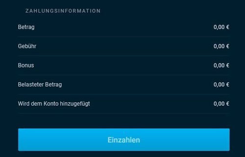 Mybet Einzahlungsinformationen