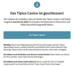 Tipico-Casino in Österreich geschlossen
