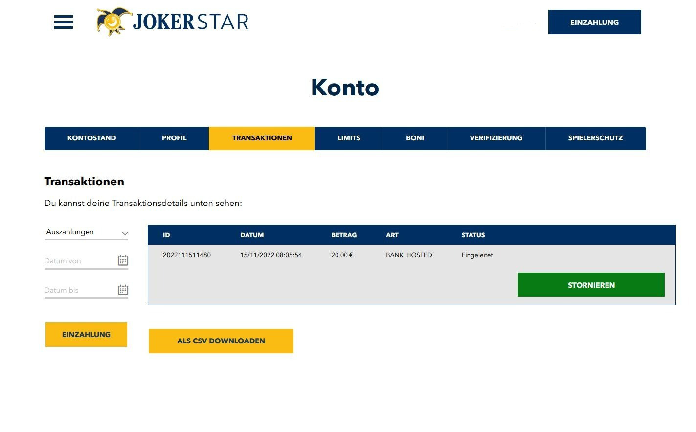 jokerstar auszahlung