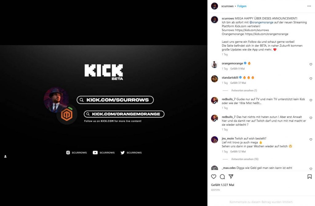 Scurrows auf Kick. // Quelle: Kick.com